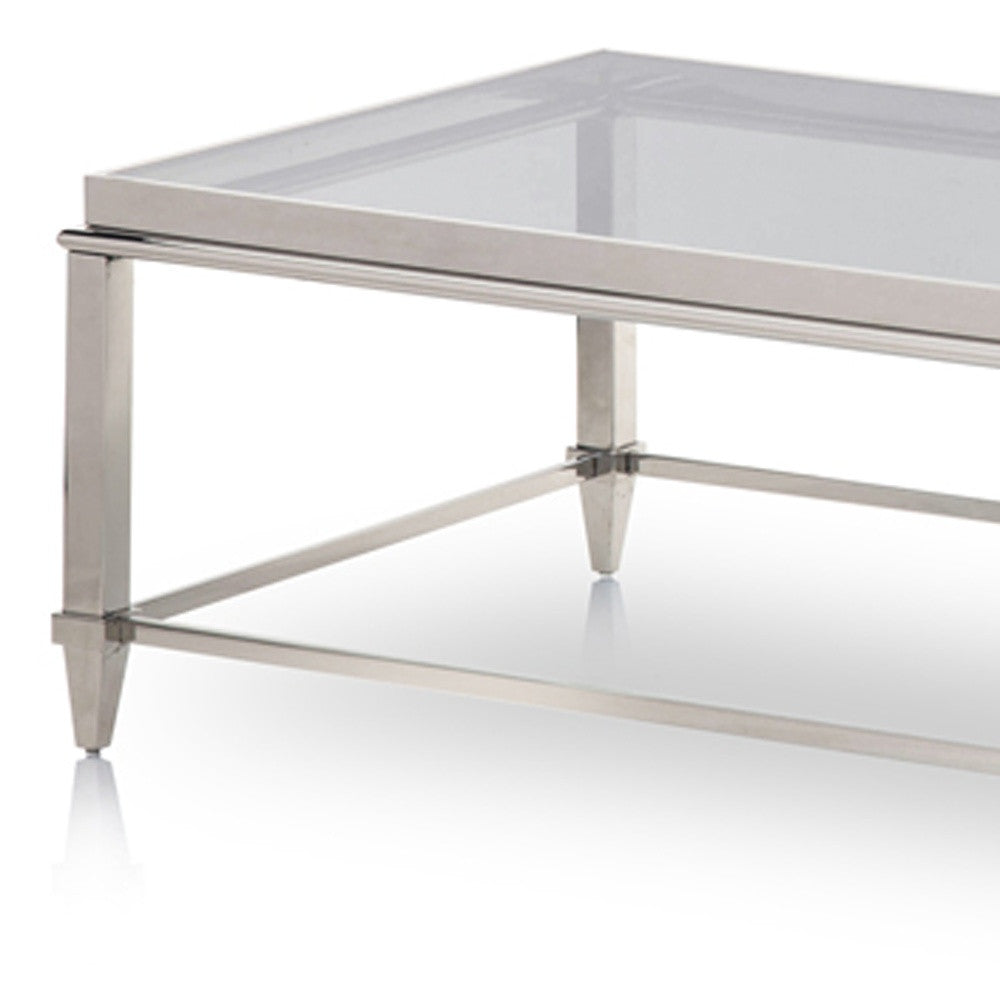 Aurora Clear & Silver Glass Coffee Table