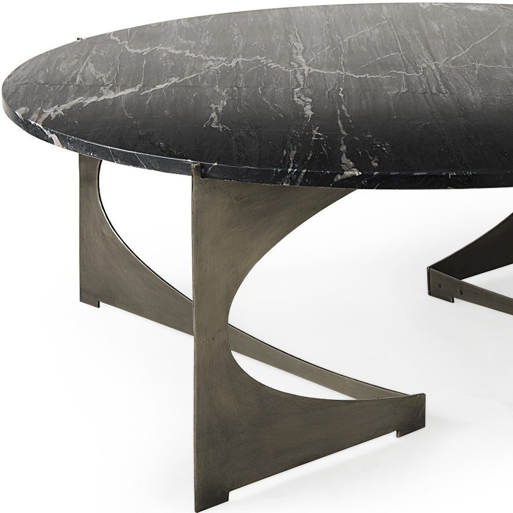 48" Black & Gold Marble & Iron Round Coffee Table – Luxe Modern Collection