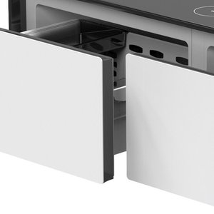 41" Black & White Glass & Acrylic Coffee Table with Two Drawers – Modern Luxury Collection