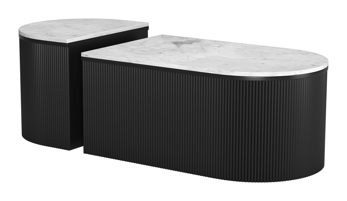 Ormara Coffee Table Set – White & Black