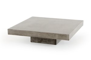 43" Gray & Dark Gray Concrete Square Block Coffee Table – Modern Industrial Collection