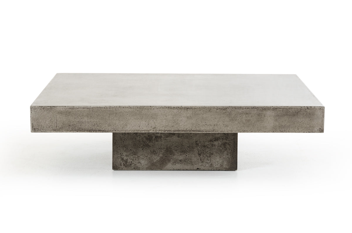 43" Gray & Dark Gray Concrete Square Block Coffee Table – Modern Industrial Collection