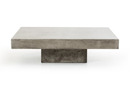 43" Gray & Dark Gray Concrete Square Block Coffee Table – Modern Industrial Collection
