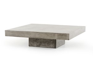 43" Gray & Dark Gray Concrete Square Block Coffee Table – Modern Industrial Collection
