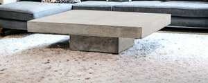 43" Gray & Dark Gray Concrete Square Block Coffee Table – Modern Industrial Collection