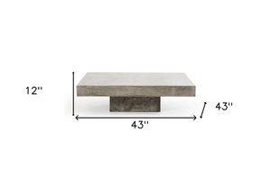 43" Gray & Dark Gray Concrete Square Block Coffee Table – Modern Industrial Collection