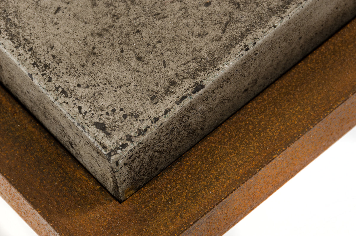 42" Dark Gray & Rust Concrete + Iron Square Coffee Table – Industrial Chic Collection