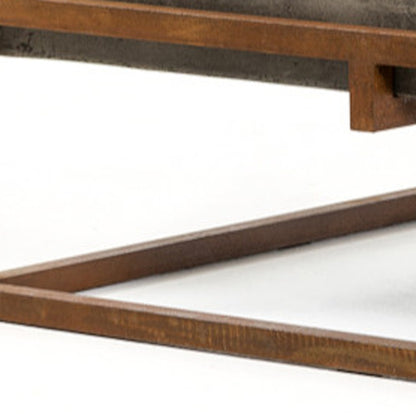 42" Dark Gray & Rust Concrete + Iron Square Coffee Table – Industrial Chic Collection