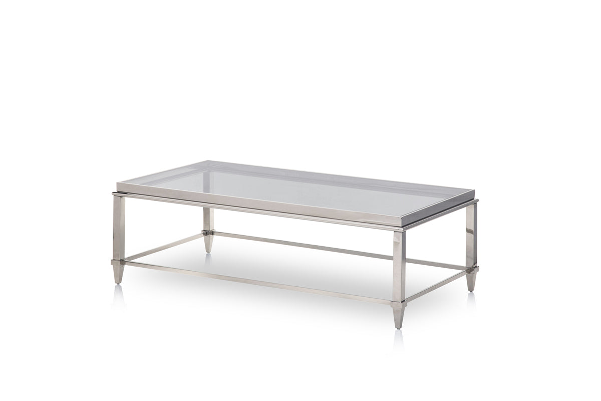 Aurora Clear & Silver Glass Coffee Table