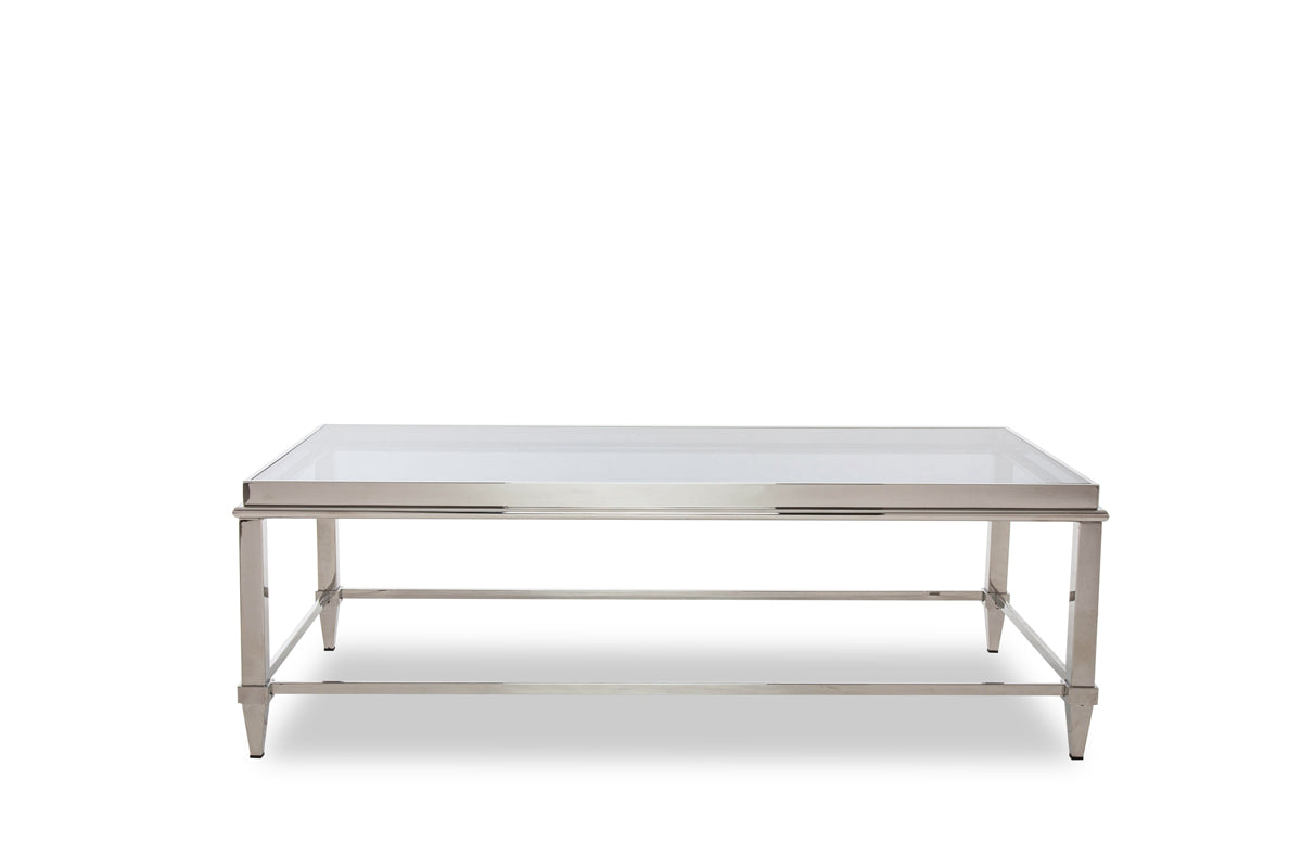 Aurora Clear & Silver Glass Coffee Table