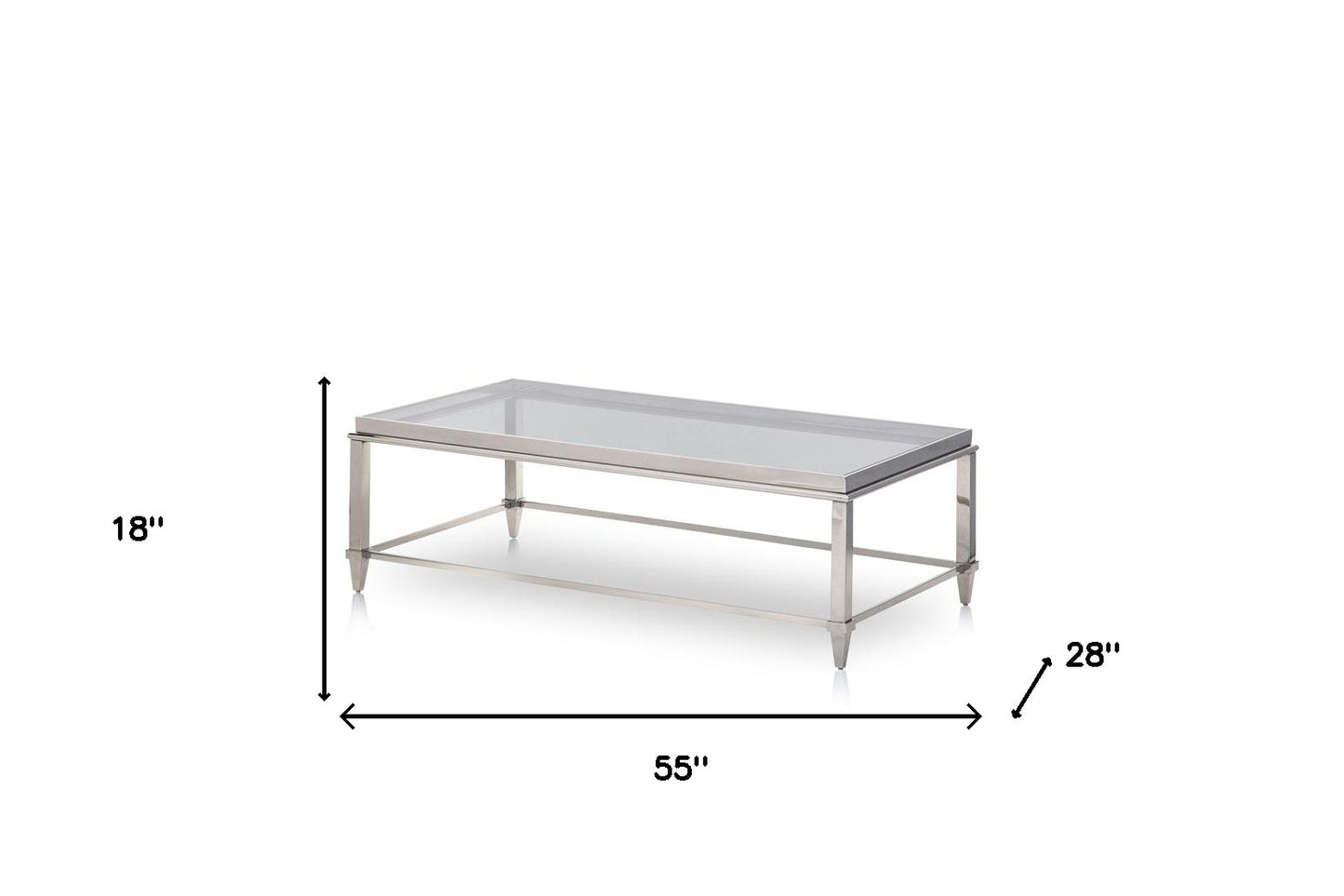 Aurora Clear & Silver Glass Coffee Table