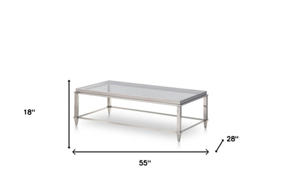 Aurora Clear & Silver Glass Coffee Table