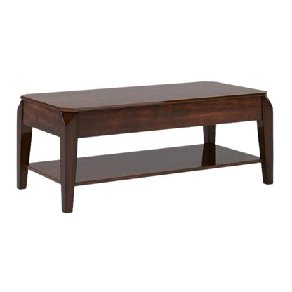 47" Dark Brown Wood Lift-Top Coffee Table with Shelf – Modern Functional Collection