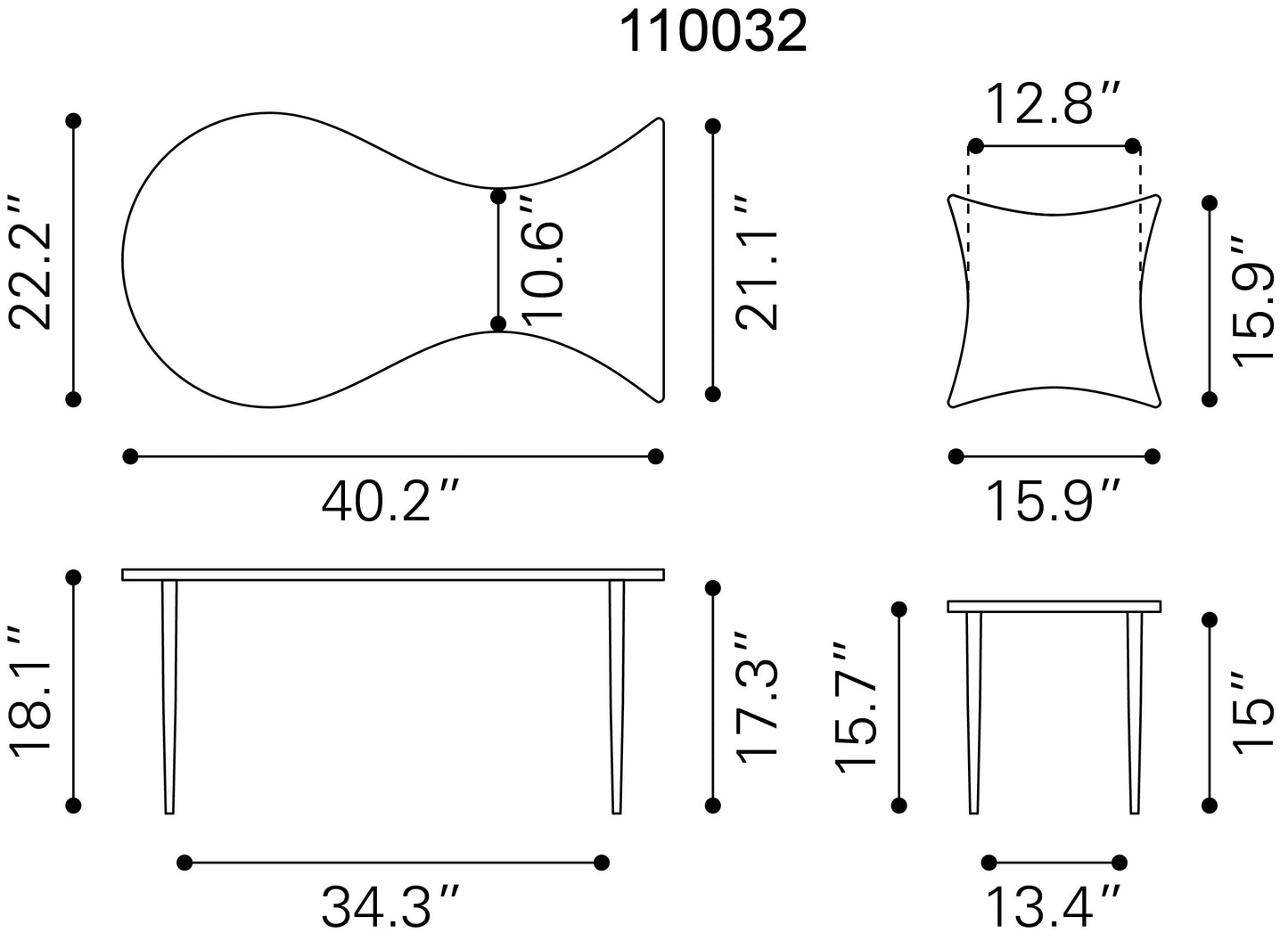 Norden Coffee Table Set – Black & Bronze