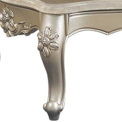 57" Beige Genuine Marble & Solid Wood Coffee Table – Timeless Luxury Collection