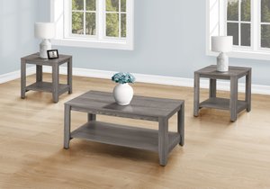 Set of Three 42" Gray Coffee Tables with Shelf – Modern Minimal Collection