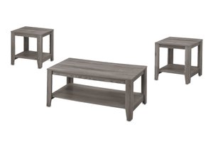 Set of Three 42" Gray Coffee Tables with Shelf – Modern Minimal Collection
