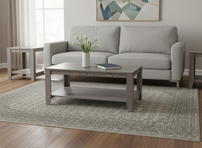Set of Three 42" Gray Coffee Tables with Shelf – Modern Minimal Collection