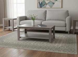 Set of Three 42" Gray Coffee Tables with Shelf – Modern Minimal Collection
