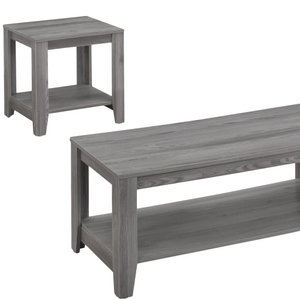 Set of Three 42" Gray Coffee Tables with Shelf – Modern Minimal Collection
