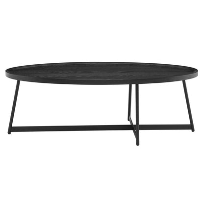 47" Black Wood & Metal Oval Frame Coffee Table – Modern Industrial Collection