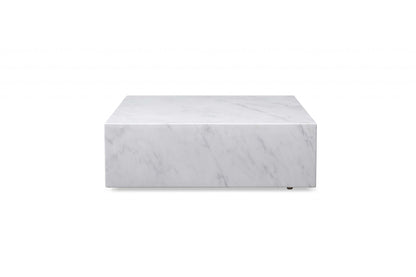 35" Genuine White Marble & Brass Square Coffee Table – Luxury Modern Collection