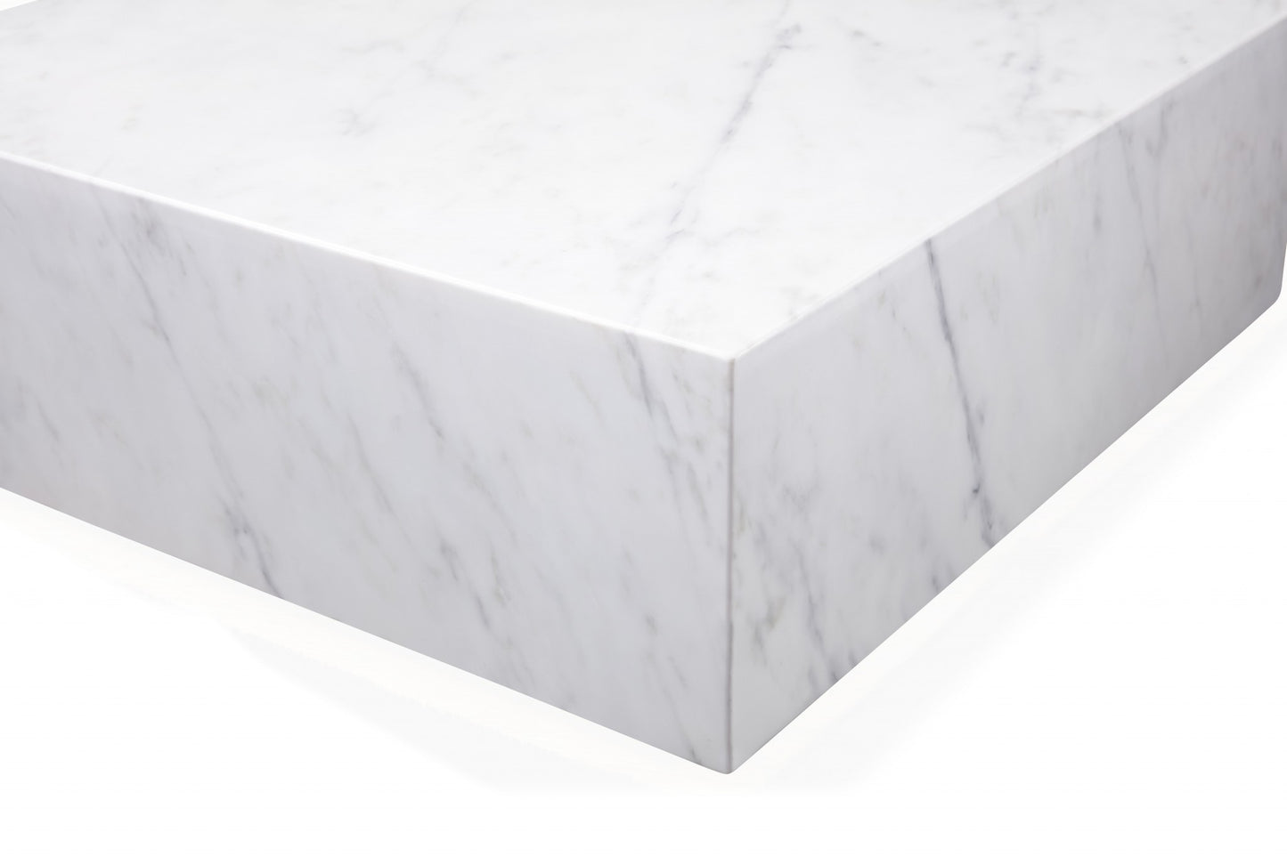 35" Genuine White Marble & Brass Square Coffee Table – Luxury Modern Collection
