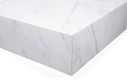 35" Genuine White Marble & Brass Square Coffee Table – Luxury Modern Collection
