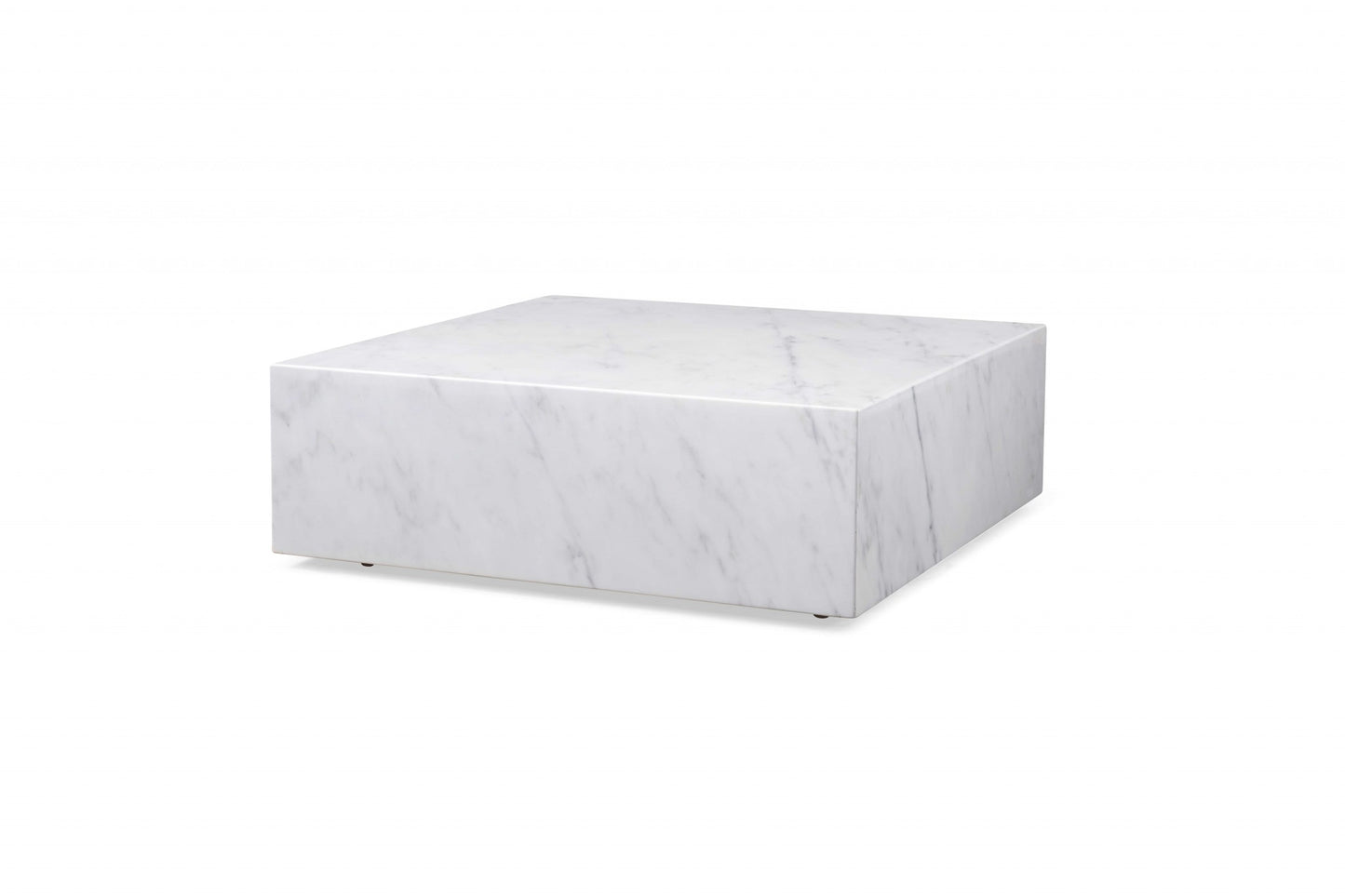 35" Genuine White Marble & Brass Square Coffee Table – Luxury Modern Collection