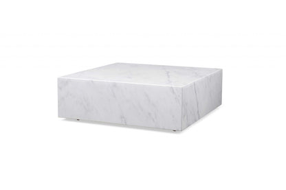 35" Genuine White Marble & Brass Square Coffee Table – Luxury Modern Collection