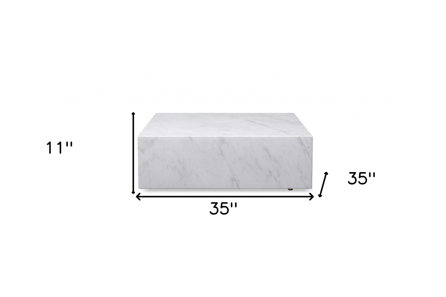 35" Genuine White Marble & Brass Square Coffee Table – Luxury Modern Collection