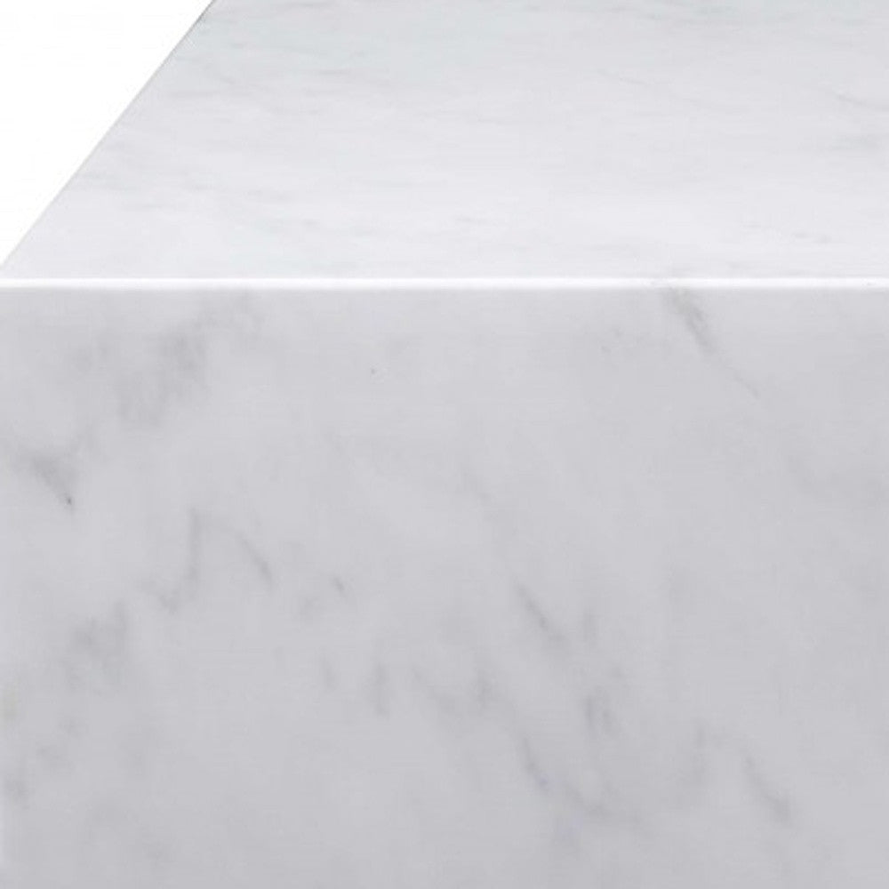 35" Genuine White Marble & Brass Square Coffee Table – Luxury Modern Collection
