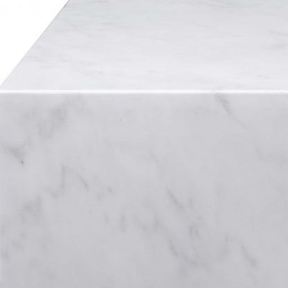 35" Genuine White Marble & Brass Square Coffee Table – Luxury Modern Collection