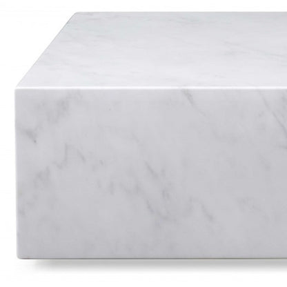 35" Genuine White Marble & Brass Square Coffee Table – Luxury Modern Collection