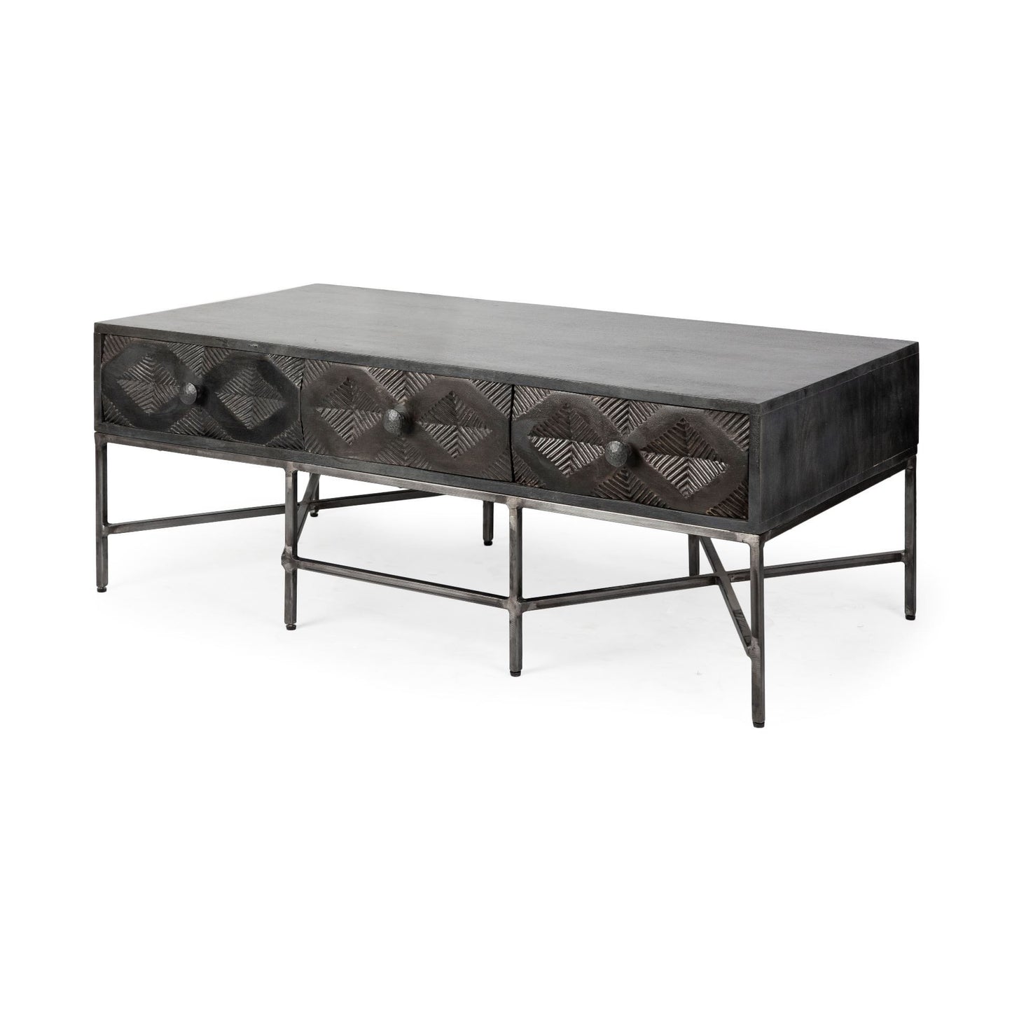 24" Brown Wood Coffee Table With Three Drawers – Modern Luxury Collection