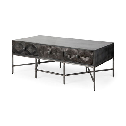 24" Brown Wood Coffee Table With Three Drawers – Modern Luxury Collection