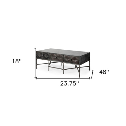 24" Brown Wood Coffee Table With Three Drawers – Modern Luxury Collection