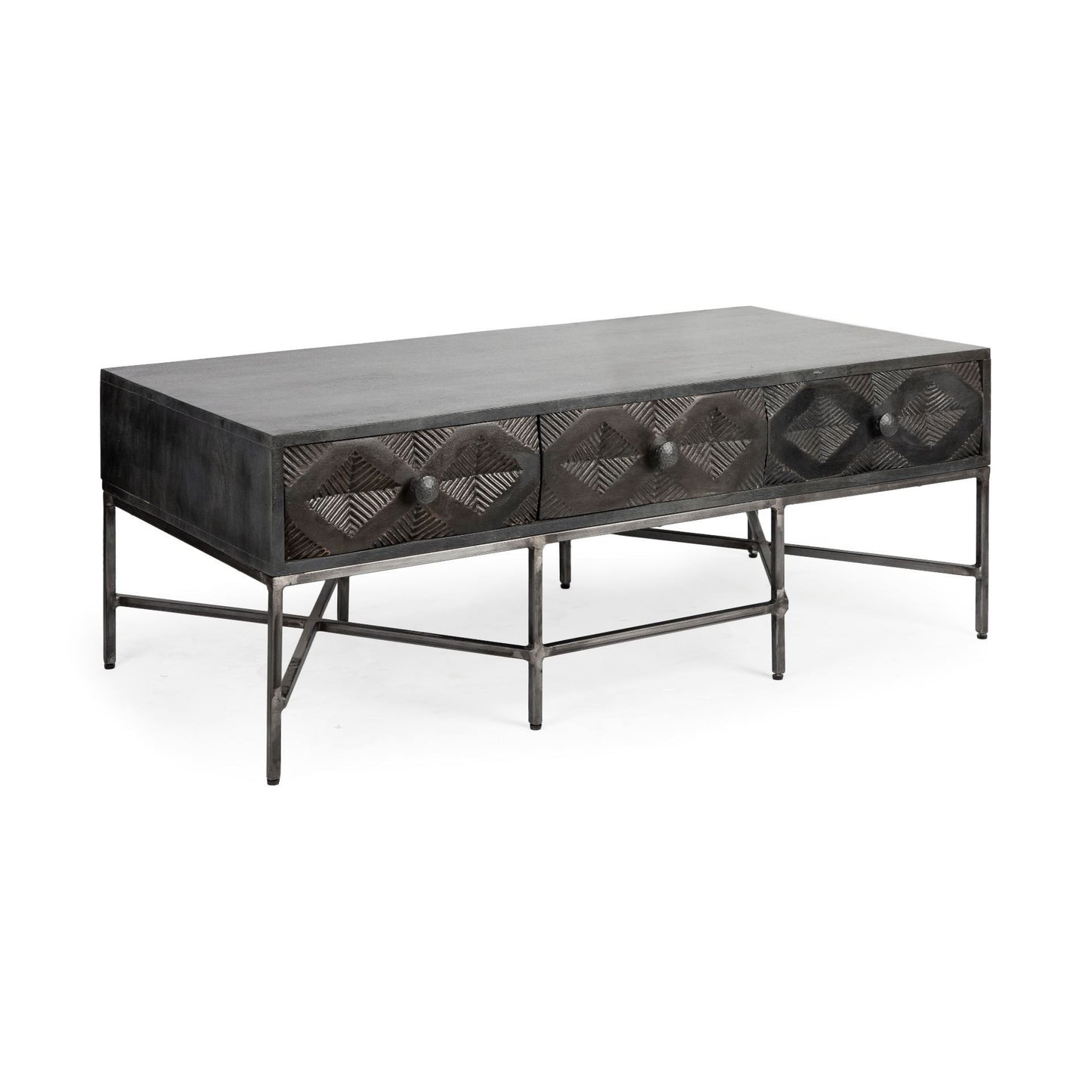 24" Brown Wood Coffee Table With Three Drawers – Modern Luxury Collection
