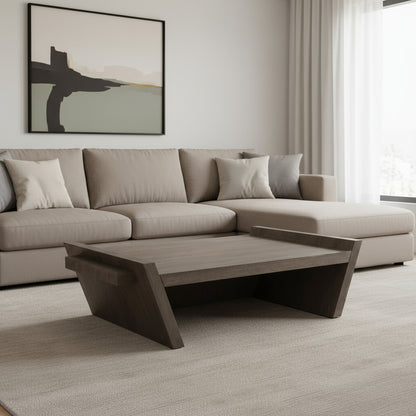 59" Brown Wood Rectangular Coffee Table – Modern Luxury Collection