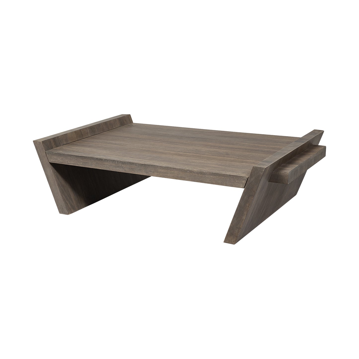 59" Brown Wood Rectangular Coffee Table – Modern Luxury Collection