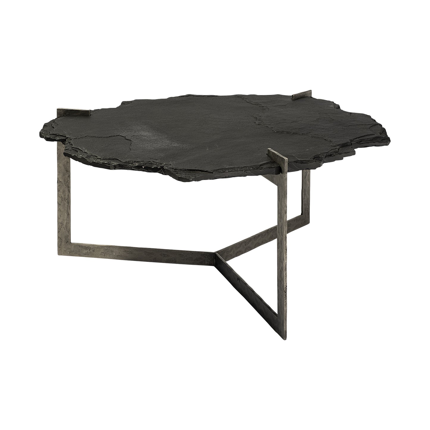 40" Black & Gold Stone Free-Form Coffee Table – Industrial Luxury Collection