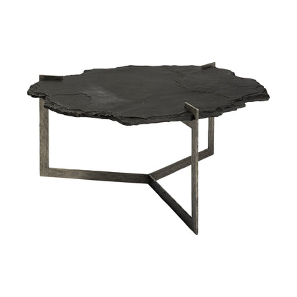 40" Black & Gold Stone Free-Form Coffee Table – Industrial Luxury Collection