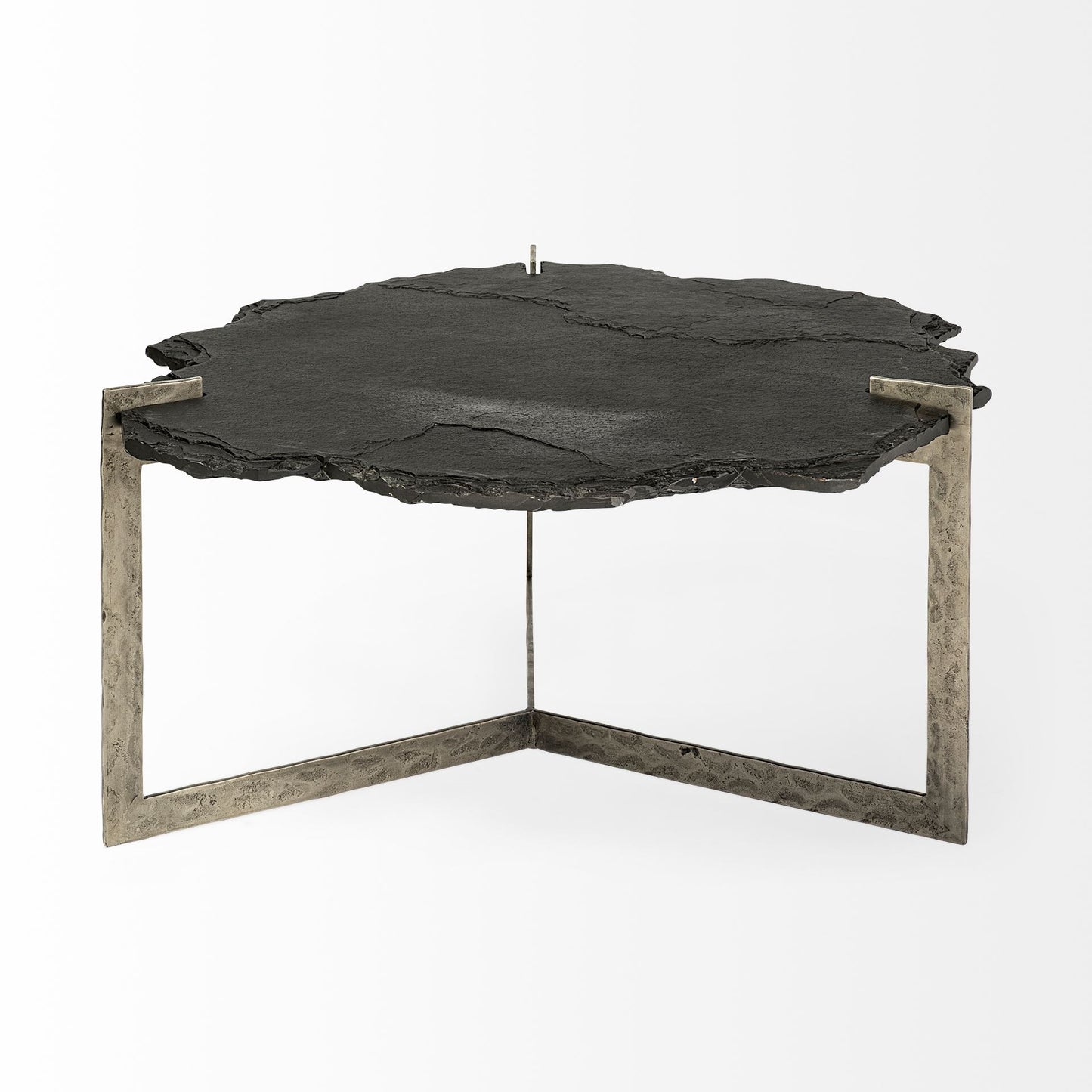 40" Black & Gold Stone Free-Form Coffee Table – Industrial Luxury Collection