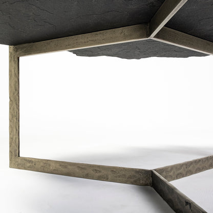 40" Black & Gold Stone Free-Form Coffee Table – Industrial Luxury Collection