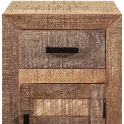 26" Brown Solid Wood Square End Table With Drawer – Modern Luxury Collection