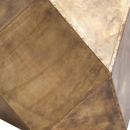 19" Brass Distressed Brass Square Block End Table – Modern Luxe Collection