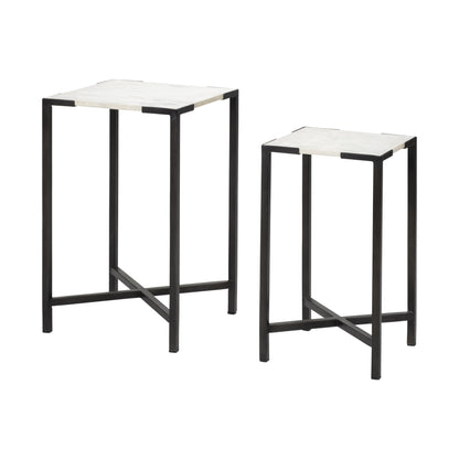 24" Marble & Solid Wood End Table – Luxe Marble Collection