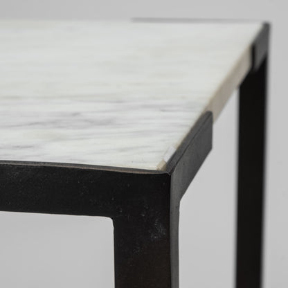 24" Marble & Solid Wood End Table – Luxe Marble Collection