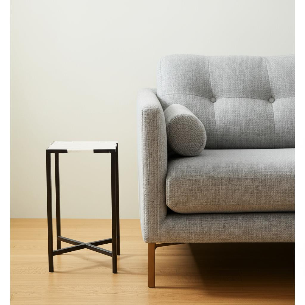 24" Marble & Solid Wood End Table – Luxe Marble Collection