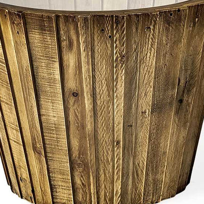 Set of Two 19" Brown Wood & Clear Glass Round End Tables – Modern Luxury Collection